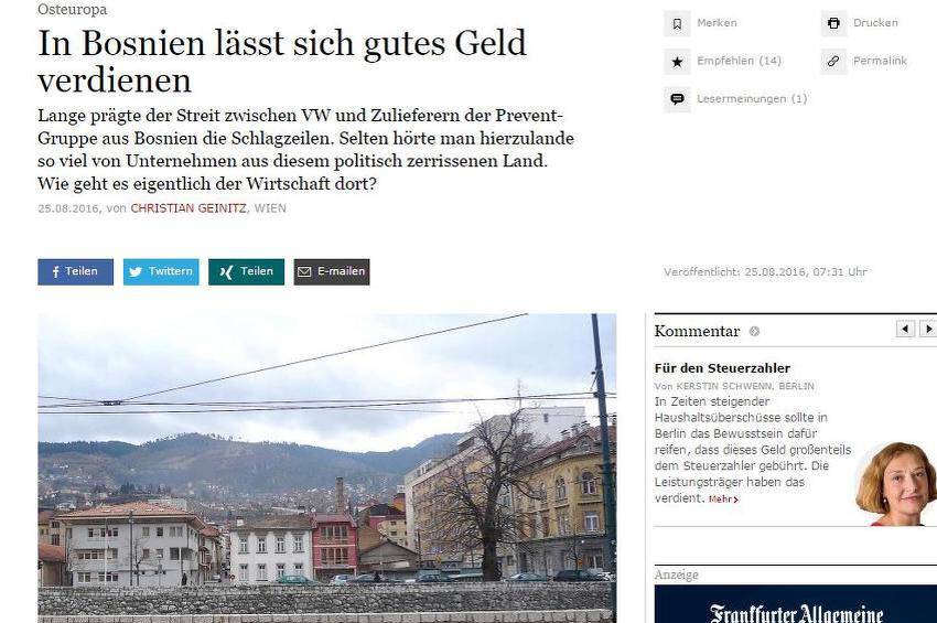 Sukob izmedju “Preventa” I “Volkswagena” zainteresovao Njemacku za stanje u BiH ekonomiji